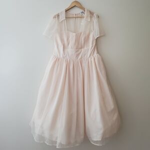 Unique Vintage Swiss Dot Tulle Sweetheart Retro Swing Dress